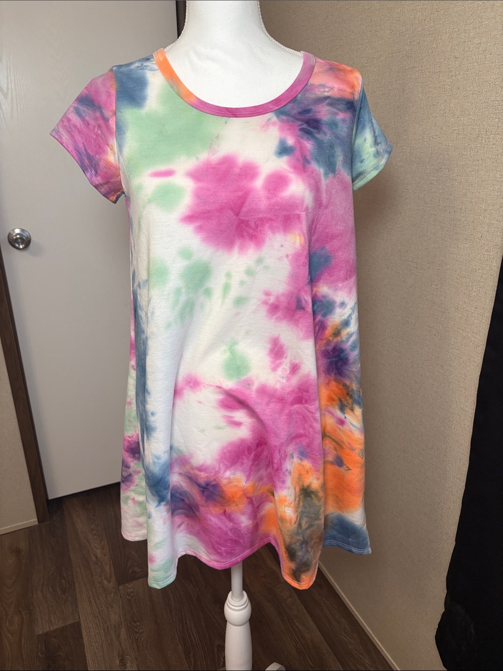 Caution To The Wind Womens Tie Dye T-Shirt Dress Medium Multicolor Boho Hippie